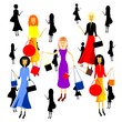 women and shopping, vector