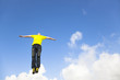 relaxed young man jumping