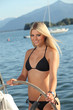 Girl is sailing on a boat