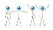 little men made of blue matches standing