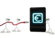 Illustration: top secret icon on a smart phone with three robots top secret icon on a smart phone with three robots