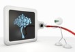 3d graphic of a personal id icon with futuristic 3d character