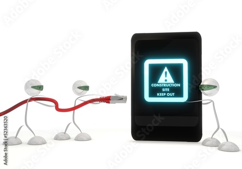 Illustration: top secret icon on a smart phone with three robots top secret icon on a smart phone with three robots