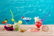 beach tropical cocktails on white sand mojito blue hawaii