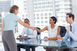 Recruitment consultant shaking hand of an applicant