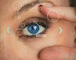 Woman stretching her eye for an identification 