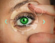 Woman stretching her eye for an authentication