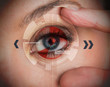 Woman stretching her eye for a security authentication