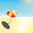 Beach and umbrella in a summer design