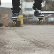 Skaters feet on board mid air