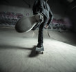 Skater pushing towards the ramp