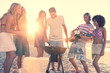 Friends having a barbecue on the beach