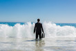 Attractive businessman into the sea