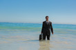 Businessman in water