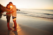 Lovers embracing on the beach