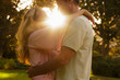 Beautiful couple embracing in a park