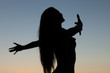 Shadow of woman showing her happiness