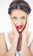 Beautiful glamour teen holding her head in hands