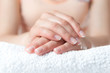 Beautiful hand with perfect nail french manicure