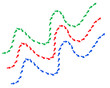 Three colored arrows rising up