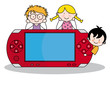 Vector: children with a console children with a console