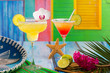 Cocktails mexican Margarita and sex on the beach in Caribbean