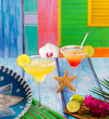 Cocktails mexican Margarita and sex on the beach in Caribbean