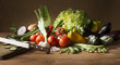 Vegetable on the  wooden table