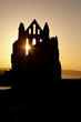写真: Sunset shilouette of Whitby Abbey in North Yorkshire.点 Sunset shilouette of Whitby Abbey in North Yorkshire.