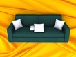 Sofa on silk fabric as background