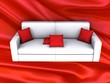 Sofa on silk fabric as background