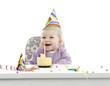 baby having her first birthday, isolated on white