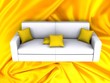 Sofa on silk fabric as background