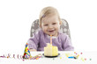 baby having her first birthday, isolated on white