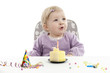 baby having her first birthday, isolated on white