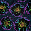 Rainbow doodle poppy flowers seamless pattern