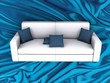 Sofa on silk fabric as background