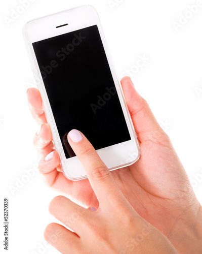 Photo: Using a touch screen phone Using a touch screen phone