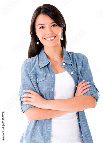 Photo: Woman in denim jacket Woman in denim jacket