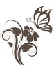 Floral design element with butterfly