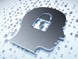 Data concept: Silver Head Whis Padlock on digital background