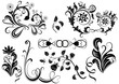 Black and white vector floral design elements.