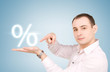 Foto : man with percent sign man with percent sign