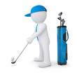 3d white man playing golf