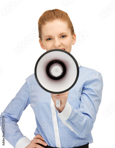 Photo: businesswoman with megaphone businesswoman with megaphone