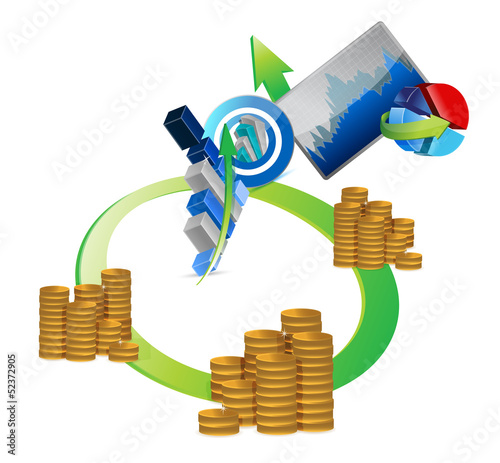 Illustration: money cycle and business graph set design money cycle and business graph set design