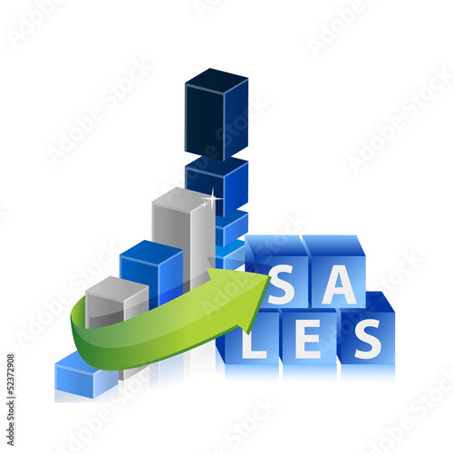 Illustration: sale cubes and business graph set design sale cubes and business graph set design