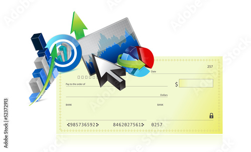 Photo: bank check business graph set design bank check business graph set design