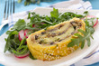 Potato rolls with mushrooms.