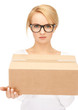woman with cardboard box